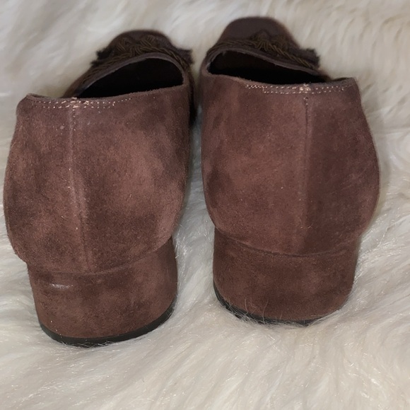 Salvatore Ferragamo Shoes Women’s Size 8.5 B Suede Tassel Loafer Heels Pumps - Picture 11 of 14